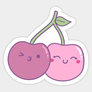 Kawaii cherries in love. Sticker